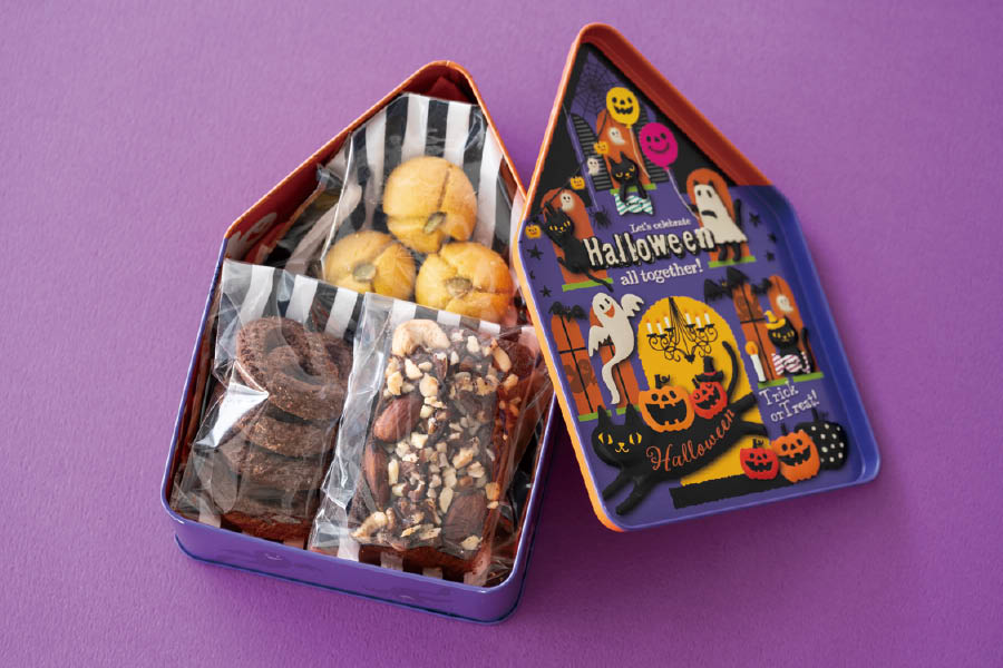 ゴーストハウス風のギフト缶お菓子入り数