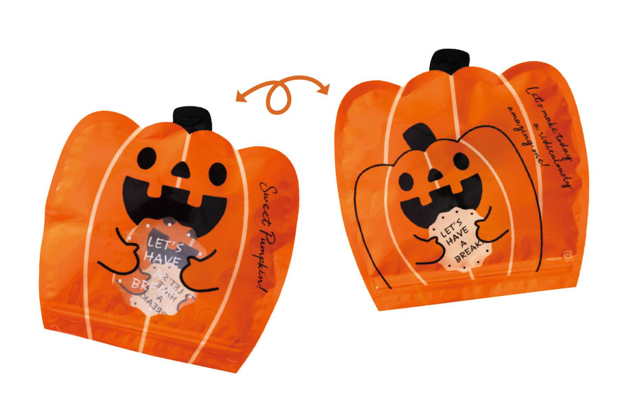 かぼちゃのジップバッグのオモテとウラ