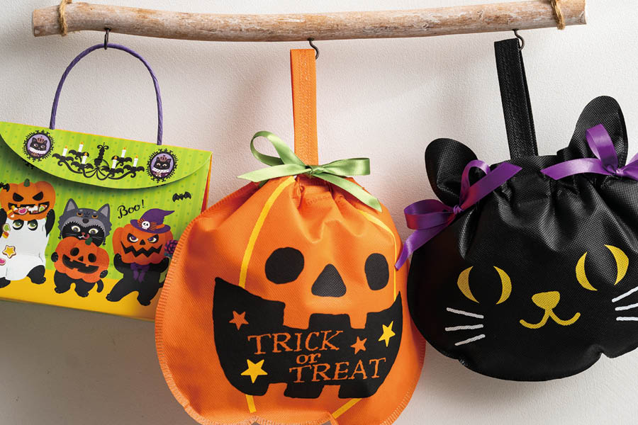かぼちゃの不織布巾着バッグお菓子入り数