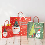 クリスマスデザインのペーパーバッグ3サイズ