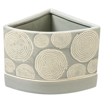 ハンドメイドプリントフラワーポット-16/扇型（グレー）