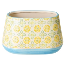 ハンドメイドプリントフラワーポット-5（3号オーバル / イエロー）