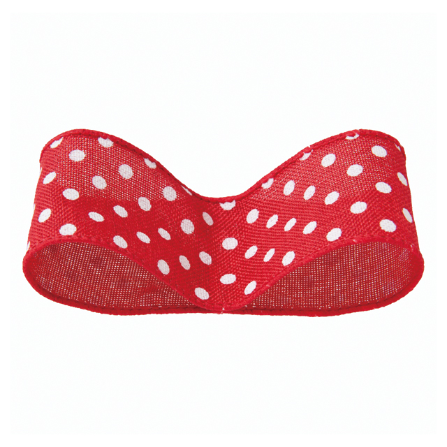 ナチュラルドットワイヤーリボンレッド-1