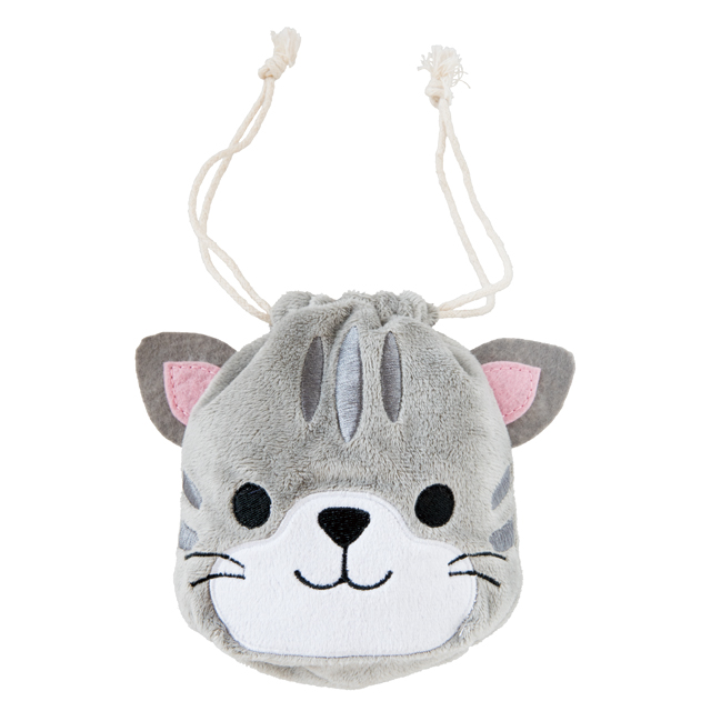 サバトラネコ巾着バッグ-S（サバトラネコ）