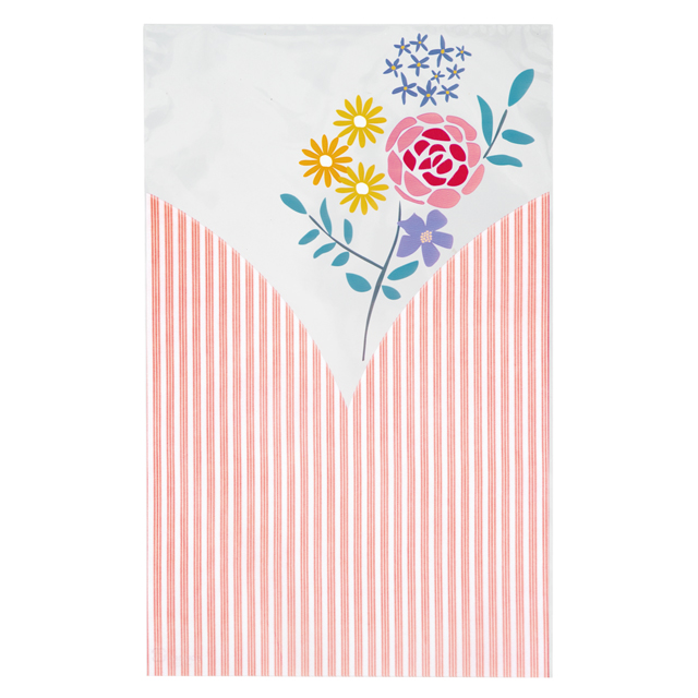 ブーケプリントOPPギフトバッグ-3／ピンク