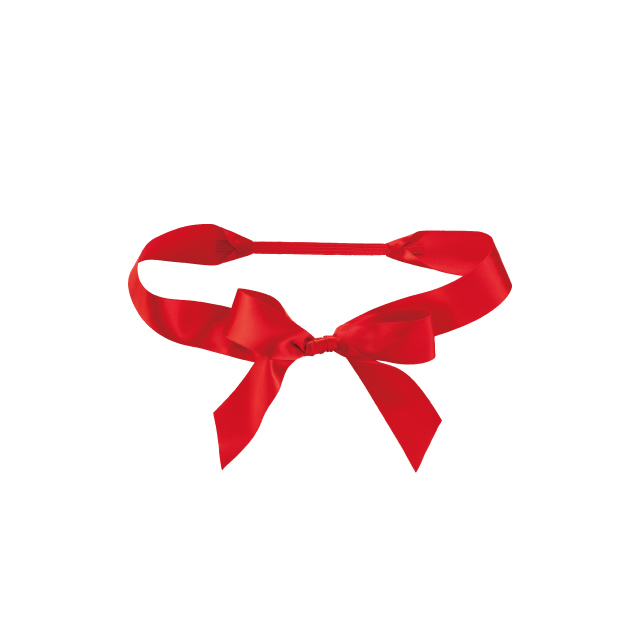 サテンリボンゴムタッグレッド-3(小 / レッド)