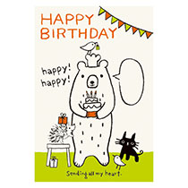 ケーキバースデイメッセージカード-4／グラットンベア